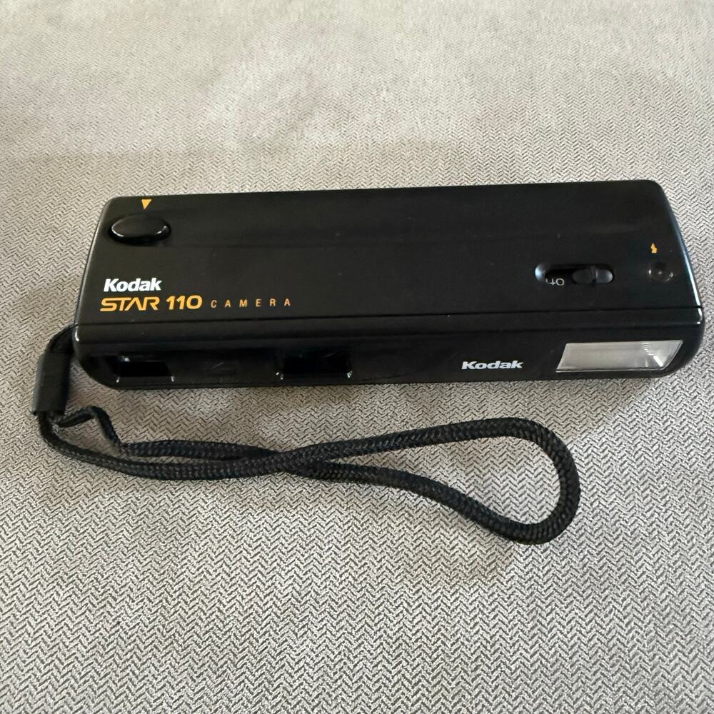 Kodak Star 110 Film Camera w/ Case Tested With Batteries Not Film Vintage Black